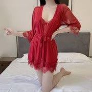 3-Piece Silky Nighty Set – Soft Fabric & Tie-Up Front