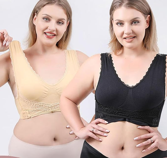 Pack Of 2🔥 comfy corset bra front cross side buckle lace bras - free size