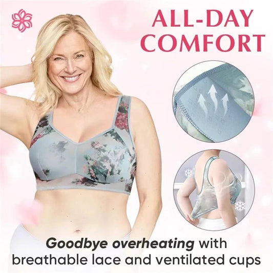 (Pack Of 2) Lacy Bra, Ice Silk Cooling Bras, Ultra-thin Seamless Cooling Bra, Comfortable Bra